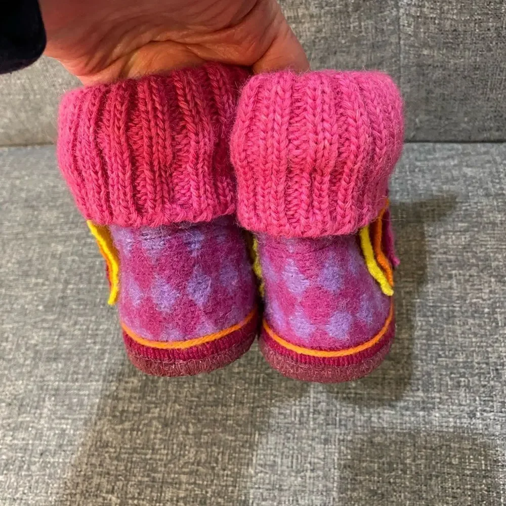 Garnet Hill Kids Boiled Wool Owl Slipper Boots Size 12